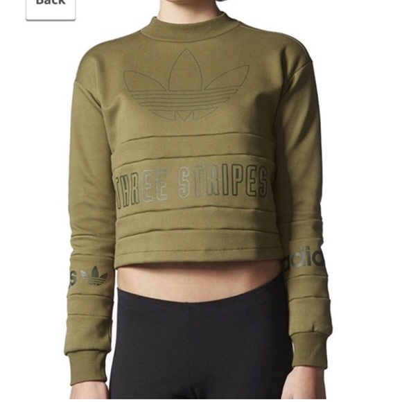 Adidas Three Stripe Cropped Sweatshirt - Picture 1 of 7